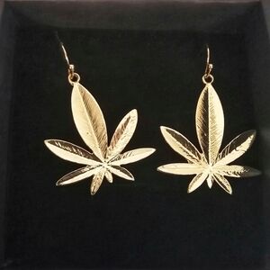 14k Plated Gold Canna Leaf Earrings For Her Great For Gift